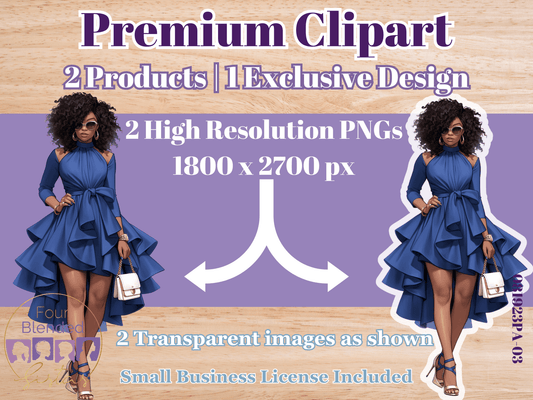 African American Fashion Premium Clipart Dolls | 081923PA-03 - Four Blended Sistas