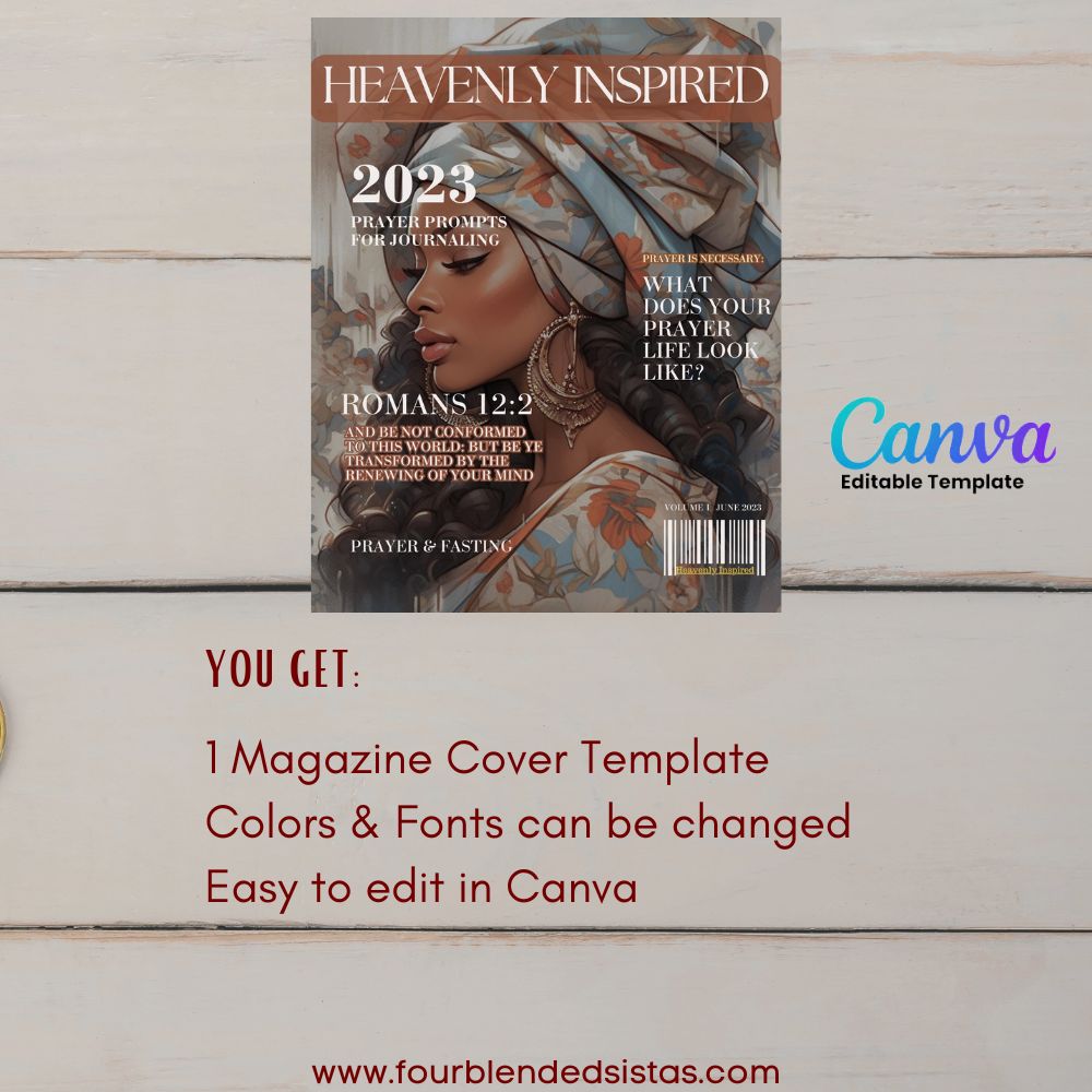 "Heavenly Inspired" Magazine Cover Canva Template - Four Blended Sistas