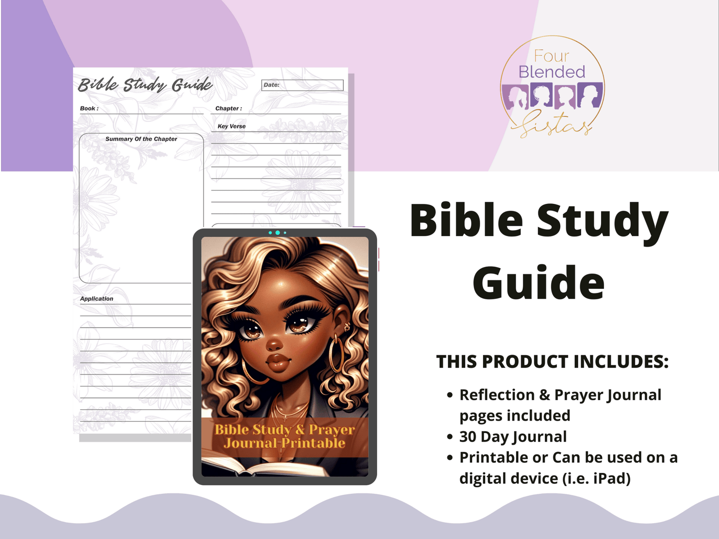 Printable Bible Study & Prayer Journal 2-in-1 Bundle – Deepen Your Faith, Organize Your Thoughts - Four Blended Sistas