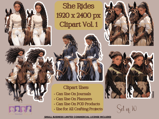 "SHE RIDES" HI RES CLIPART Vol. 1 - Four Blended Sistas