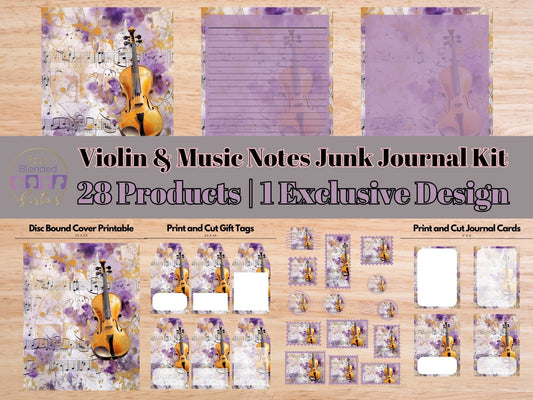 Violin & Music Notes JUNK JOURNAL KIT - 72423JJ - Four Blended Sistas