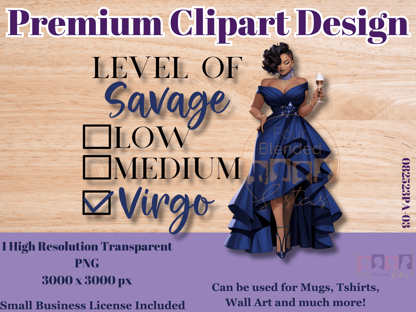 VIRGO | Level of Savage Premium Clipart Design | 082523PA-03 - Four Blended Sistas